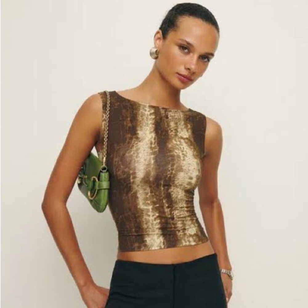 Reformation Dusk Knit Top in Anaconda